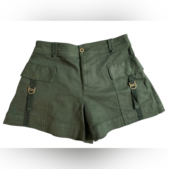 NWOT By Anthropologie Dark Green Utility Buckle Cargo Shorts - Picture 6 of 10